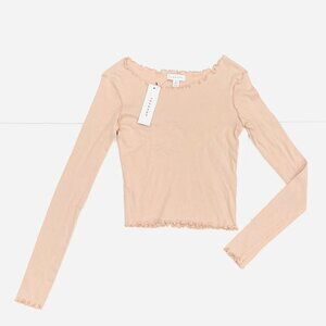 NWT Topshop Pink Ruffle Crop Long Sleeve Top